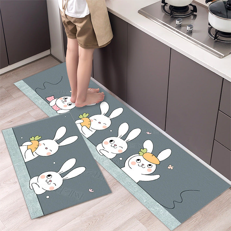 Cartoon Floor Mat Kitchen Strip Rug Simple