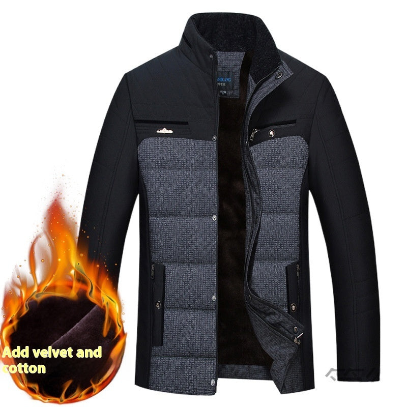 Men's Dad Cotton-padded Clothes Plus Size Fleece-lined Coat