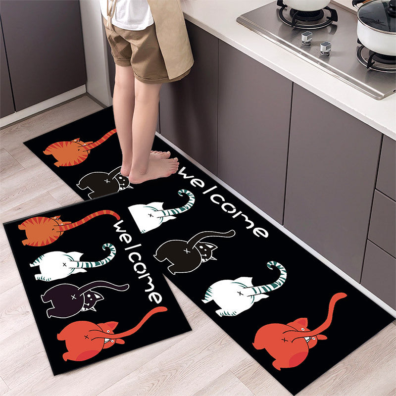 Cartoon Floor Mat Kitchen Strip Rug Simple