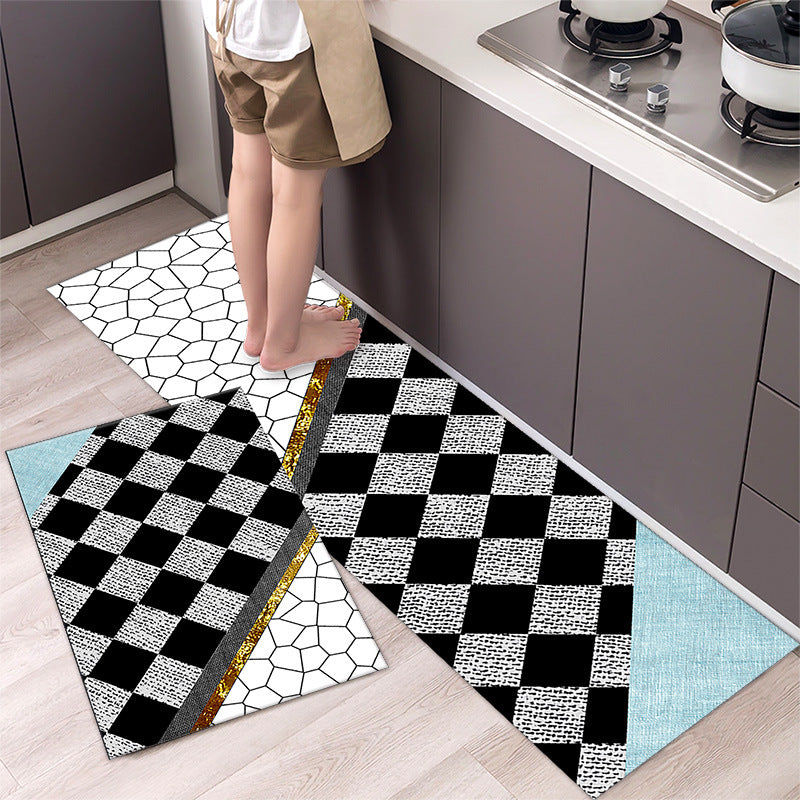 Cartoon Floor Mat Kitchen Strip Rug Simple