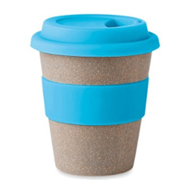 Natural Bamboo PP Travel Mug with Silcone lid and Grip 350ml