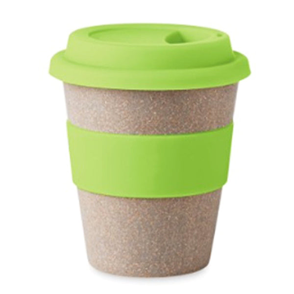 Natural Bamboo PP Travel Mug with Silcone lid and Grip 350ml