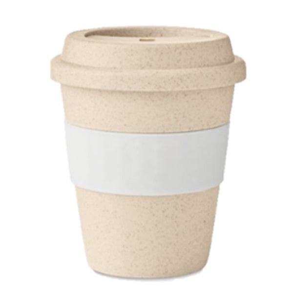 Natural Bamboo PP Travel Mug with Silcone lid and Grip 350ml