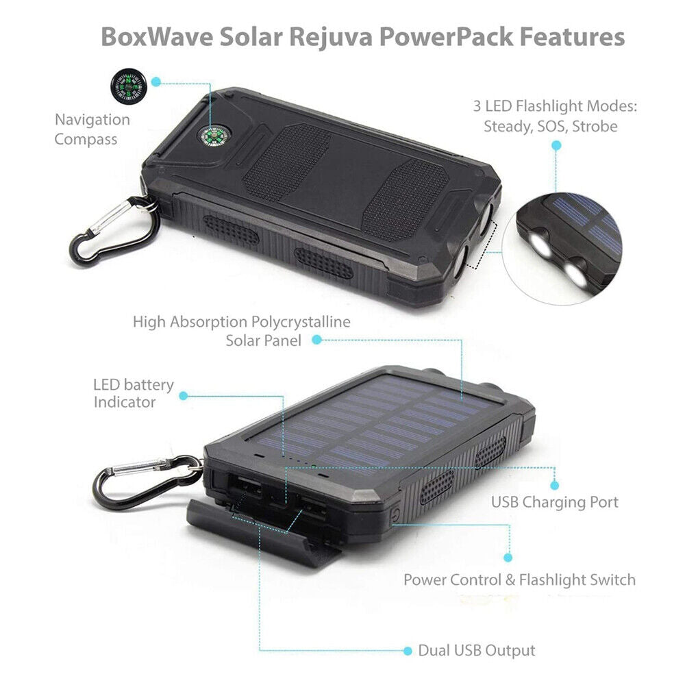 Banc pŵer solar newydd dal dŵr 2 USB LED gwefrydd batri ar gyfer ffôn symudol