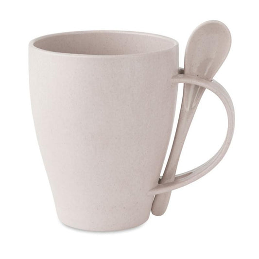 Natural Bamboo PP Coffee Mug 300ml with Spoon